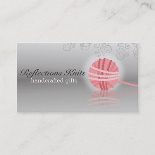 reflectie van roze garen breitter breitting croche visitekaartje (Voorkant)