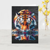 Reflectie van Tiger Drink Water Kaart (Gele Bloem)