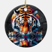 Reflectie van Tiger Drink Water Keramisch Ornament (Achterkant)