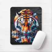 Reflectie van Tiger Drink Water Muismat (Met muis)