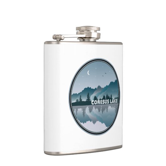 Reflectie voor het Conesus Lake New York Heupfles (Rechts)