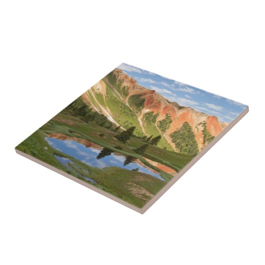 Reflectie voor rode bergen tegeltje (Zijkant)