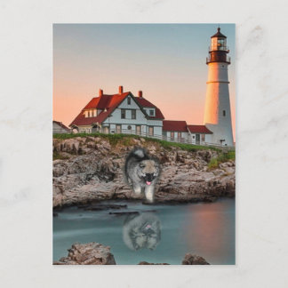 Reflectie vuurtoren briefkaart