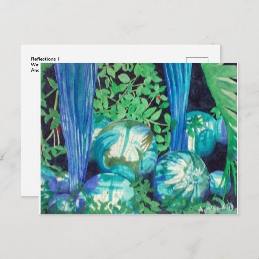 "Reflecties 1" waterverf schilderend briefkaart (Voorkant / Achterkant)