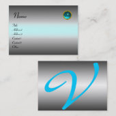 REFLECTIES AQUAMARINE MONOGRAM, grijs wit blauw Visitekaartje (Voorkant / Achterkant)