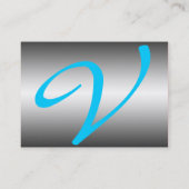 REFLECTIES AQUAMARINE MONOGRAM, grijs wit blauw Visitekaartje (Achterkant)
