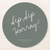 Reflecties Bruiloft Hoera Sage Groen ID774 Ronde Kartonnen Onderzetter (Voorkant)