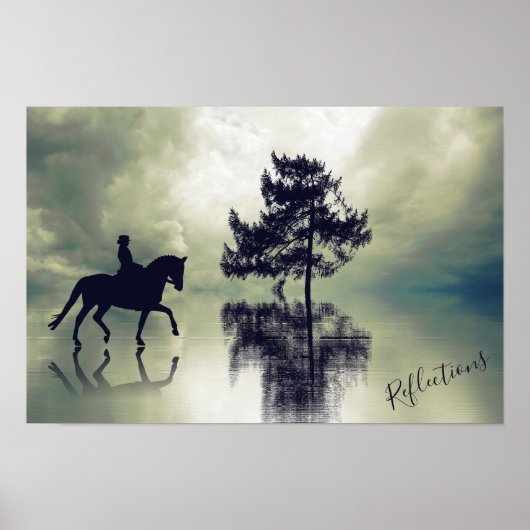 Reflecties Dressage Stormy Weather and Tree Horse Poster (Voorkant)
