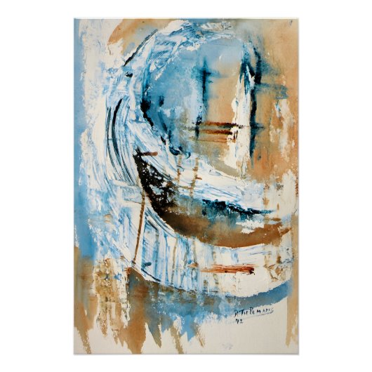 Reflecties in Blauw en Oker Perfect Poster (Voorkant)