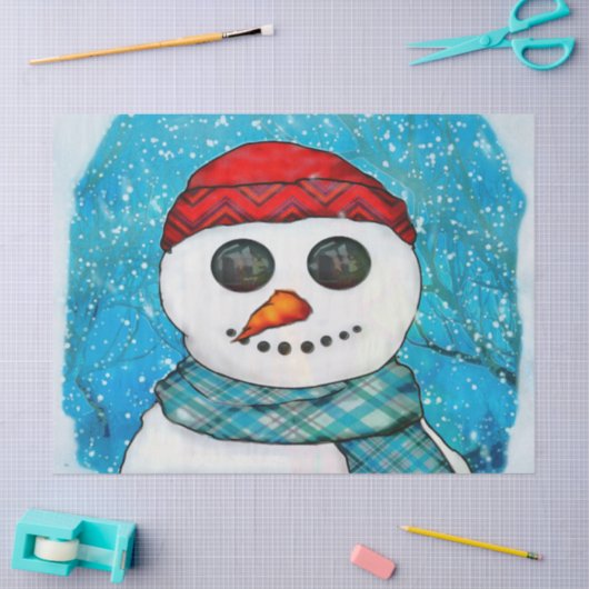 Reflecties Kerst Sneeuwman Volkskunst GROTE TASSEN Tissuepapier (Craft)