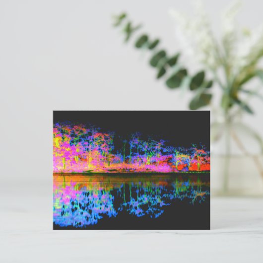 Reflecties Natuur Lake Tree Line Zwart - Abstract Briefkaart (Staand voorkant)