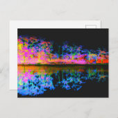 Reflecties Natuur Lake Tree Line Zwart - Abstract Briefkaart (Voorkant / Achterkant)