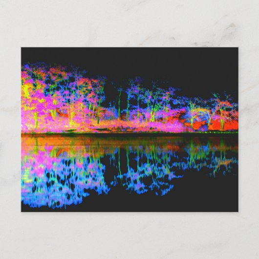 Reflecties Natuur Lake Tree Line Zwart - Abstract Briefkaart (Voorkant)