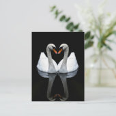 Reflecties of Love, Heart Shape, White Swans Briefkaart (Staand voorkant)