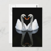 Reflecties of Love, Heart Shape, White Swans Briefkaart (Voorkant / Achterkant)