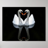 Reflecties of Love, Heart Shape, White Swans Poster (Voorkant)