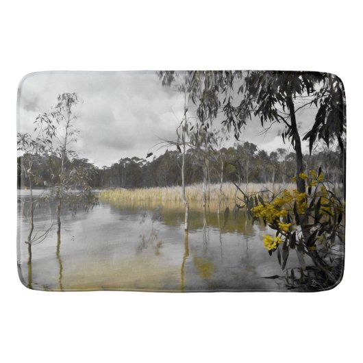 Reflecties onder de grijze hemel badmat (Voorkant)