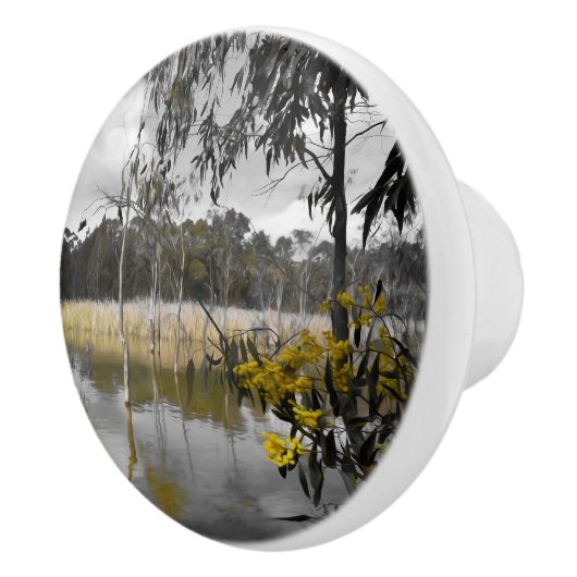 Reflecties onder de grijze hemel keramische knop (Rechts)