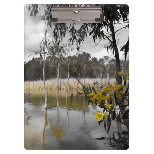 Reflecties onder de grijze hemel klembord (Voorkant)