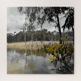 Reflecties onder de grijze hemel legpuzzel