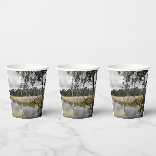 Reflecties onder de grijze hemel papieren bekers (Multi)