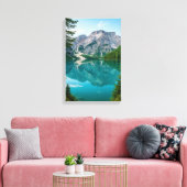 Reflecties op de bergen op Blue Lake Canvas Afdruk (Insitu (Woonkamer))