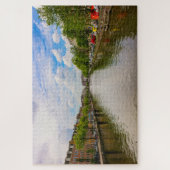Reflecties op gracht in Amsterdam, Nederland Legpuzzel (Verticaal)