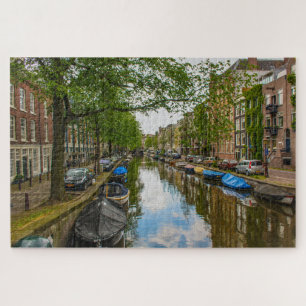 Reflecties op het kanaal van Amsterdam, Nederland Legpuzzel