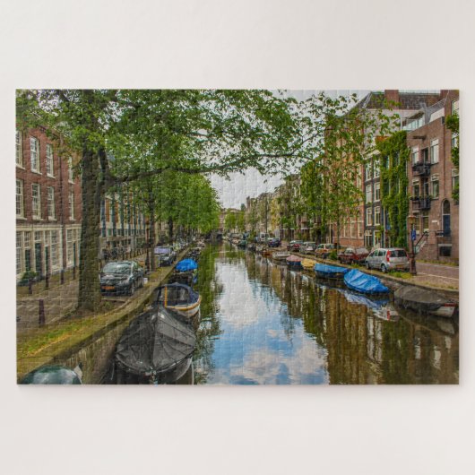 Reflecties op het kanaal van Amsterdam, Nederland Legpuzzel (Horizontaal)