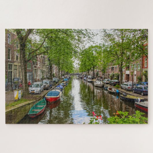 Reflecties op het kanaal van Amsterdam, Nederland Legpuzzel (Horizontaal)
