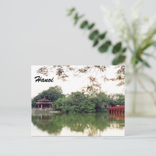 reflecties op het meer van hanoi briefkaart (Staand voorkant)