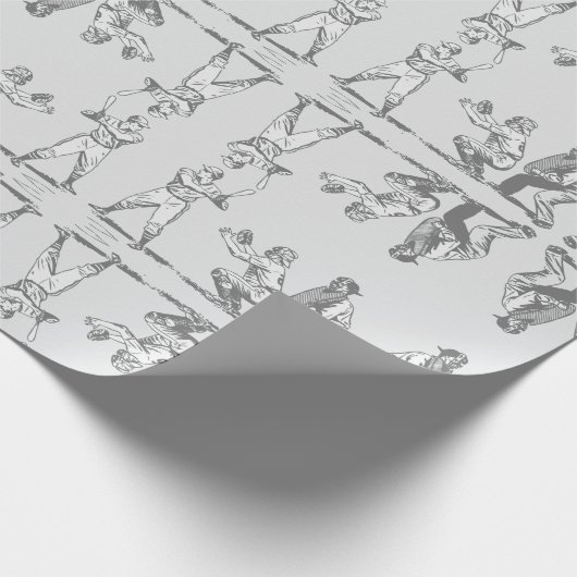 Reflecties op honkbal cadeaupapier (Hoek)