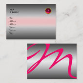 REFLECTIES RUBY MONOGRAM, grijs wit roze Visitekaartje (Voorkant / Achterkant)