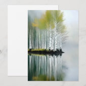 Reflecties van bomen in acryl feestdagenkaart (Voorkant / Achterkant)