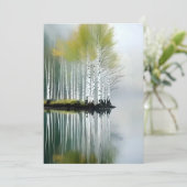 Reflecties van bomen in acryl feestdagenkaart (Staand voorkant)