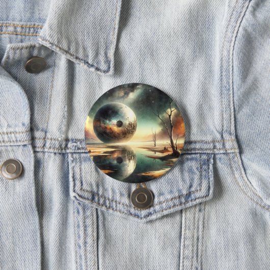 Reflecties van chaos ronde button 7,6 cm (In situ)