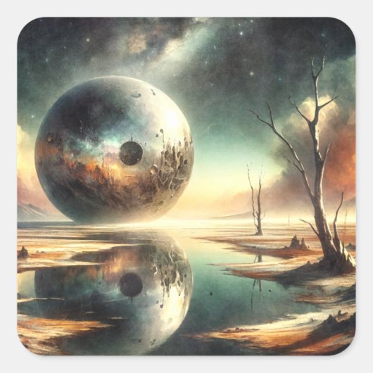 Reflecties van chaos vierkante sticker (Voorkant)