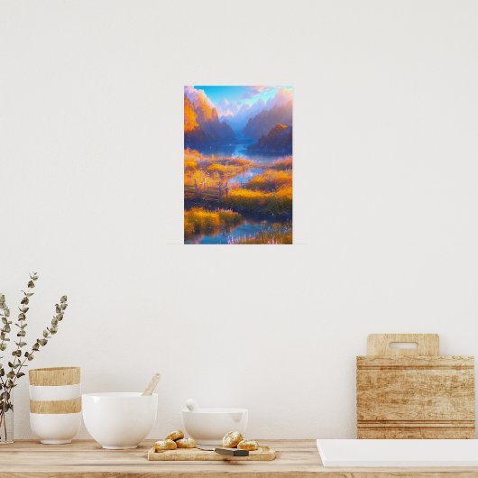 Reflecties van de bergen poster (Keuken)