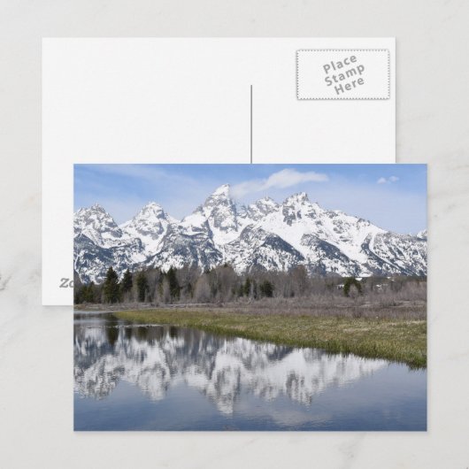 Reflecties van de Grote Tetons Briefkaart (Voorkant / Achterkant)