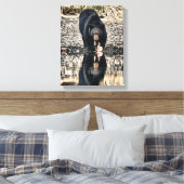 Reflecties van de zwarte beer canvas afdruk (Insitu (Slaapkamer))