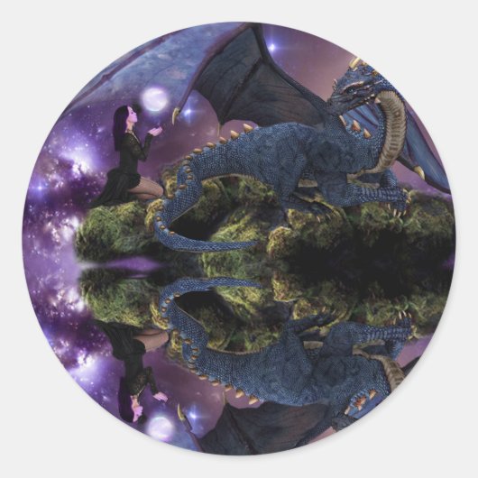 Reflecties van een Dragon Pool Ronde Sticker (Voorkant)