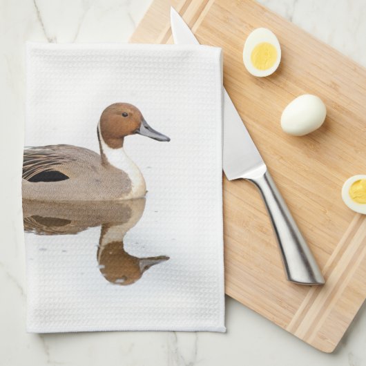 Reflecties van een noordelijke Pintail Duck Theedoek (Quarter Fold)