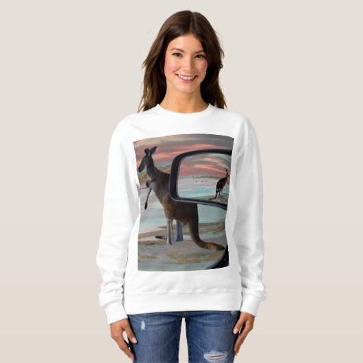 Reflecties van het wild: een kangoeroe op het stra trui (Voorkant volledig)