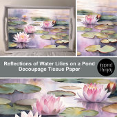Reflecties van waterlelies op een vijver Decoupage Tissuepapier