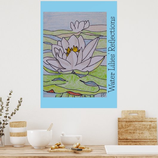 Reflecties van waterlelies poster (Keuken)