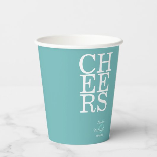 Reflecties Wedding Cheers Blauwgroen ID774 Papieren Bekers (Achterkant)