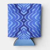 Reflectieve Blauwe Golven Moderne Abstracte Ontwer Blikjeskoeler (Voorkant)