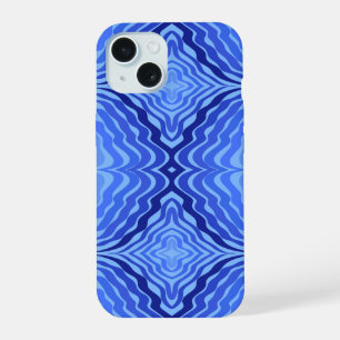 Reflectieve Blauwe Golven Moderne Abstracte Ontwer iPhone 15 Case