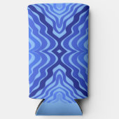 Reflectieve Blauwe Golven Moderne Abstracte Ontwer Seltzer Blikjeskoeler (Voorkant)