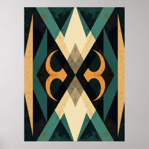 Reflectieve Diamanten Halve Maan Abstracte Moderne Poster
